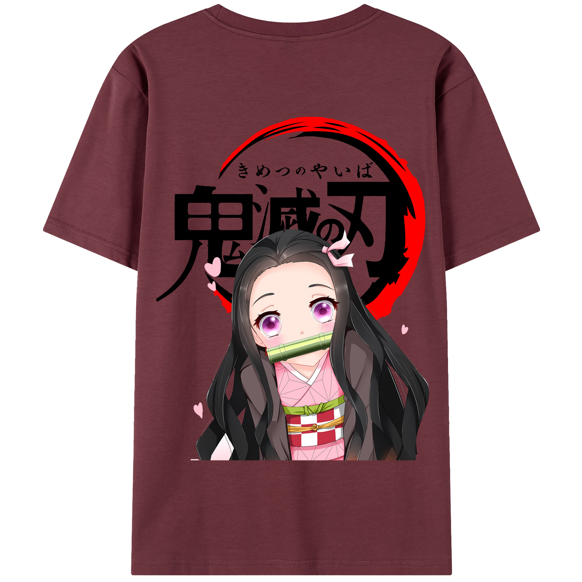 （画像用） 鬼滅の刃（きめつのやいば）竈門 禰󠄀豆子／かまど ねずこ Kamado Nezuko 綿100％半袖Tシャツ（背面プリント）